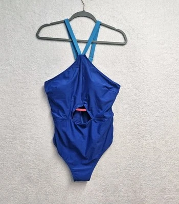 Traje de baño Juicy Couture 1 pieza corte halter talla XL bloque de color azul rojo nuevo sin etiquetas  Foto 1 de 4