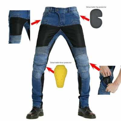 Mens Fitted Motorcycle Jeans Motorbike Pants Denim Trousers Made With Kevlar BH - Image 1 of 4