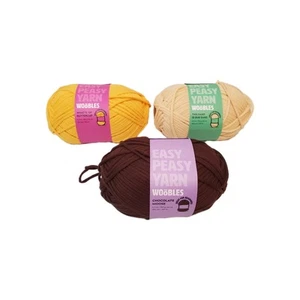 Woobles Easy Peasy Yarn Beginners Crochet Knitting Lot Of  3 Sand Brown Yellow - Picture 1 of 12