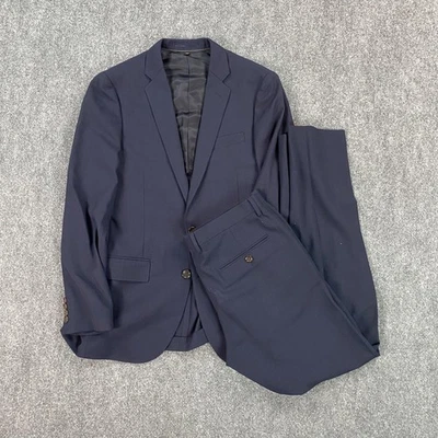 Traje J Crew Ludlow Para Hombre 36R 31x31 Azul Marino Lana Italiana Calce Ajustado 2 Botones Foto 1 de 4