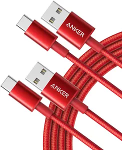 Anker USB Typ C Kabel Nylon Ladekabel Samsung Huawei LG Rot 1,8 m 2er Pack - Bild 1 von 7