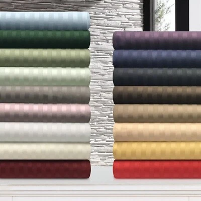 1000 OR 1200 THREAD COUNT 3 PCs DUVET SET+FITTED SHEET STRIPE COLORS US SIZES - Image 1 of 4