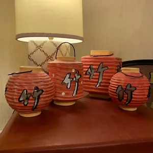 2000s Ceramic Chinese Lantern Hanging Candle Holders Set Of 4 Lot Rare Asian Mod - Picture 1 of 24