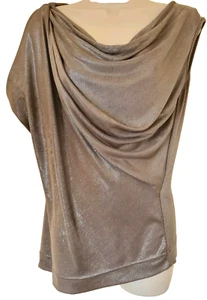 Vivienne Westwood Anglomania Silver cowl neck draped stretch Top Size S UK 10 - Picture 1 of 13