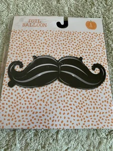 NEW Foil Balloon Halloween Black Silver Mustache - Picture 1 of 6