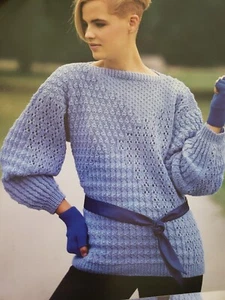 Emu Knitting Pattern 3824 32-38  DK Textured Sweater - Picture 1 of 1