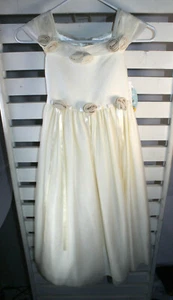 Cinderella Girls Size 10 Ivory White 3D Roses Flower Wedding Easter Dress Gown - Picture 1 of 8