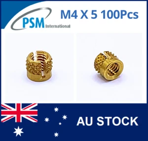 M4X5 BRASS INSERT FOR PLASTIC PSM BANC-LOK N41-B-M4-5MM SET 100PCS - Picture 1 of 9