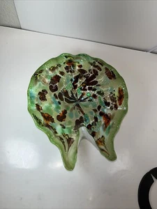 Vintage Retro Murano Art Glass Candy Dish Green/Brown Tutti Frutti Design MCM - Picture 1 of 11