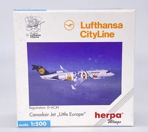 Herpa Wings 511445 Lufthansa CityLine Canadair Jet Little Europe 1:500 Model NOB - Picture 1 of 12