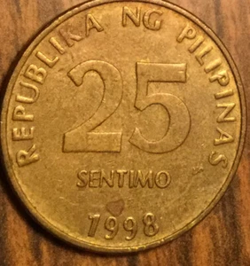 1998 PHILIPPINES 25 SENTIMOS COIN - Picture 1 of 2