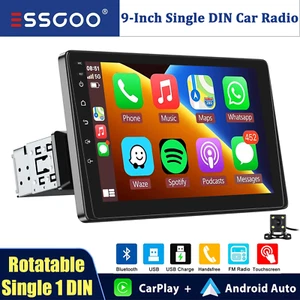 9" Single DIN Wireless Apple CarPlay & Android Auto Car Stereo HD FM Radio +Cam - Picture 1 of 13