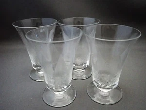 4 Vintage Art Deco Nadelspitze geätzte Saft, Cocktail Likör Gläser - Bild 1 von 7