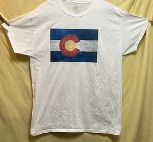 Herren Colorado T-Shirt Large weiß Colorado State Flagge Print Kurzarm A+ - Bild 1 von 7