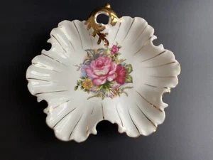 Both Japan Fine China Flower Shaped Handled Candy Nut Dish 8 1/4” Wide - Imagen 1 de 6