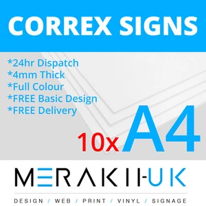 10x A4 Correx Sign Boards Outdoor Advertising Full Colour Print CHEAPEST ON EBAY - Picture 1 of 11