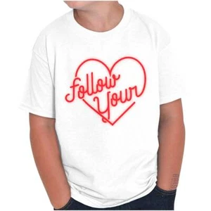 Valentine's Day Follow Your Heart Neon Sign Youth Crewneck T Shirts Boy or Girl - Picture 1 of 7