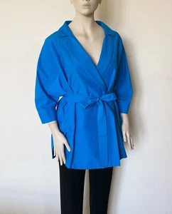 MARINA RINALDI, Cotton Blend Blouse Jacket, Plus Size 27 MR, 18W, 48 DE, 56 IT - Picture 1 of 14
