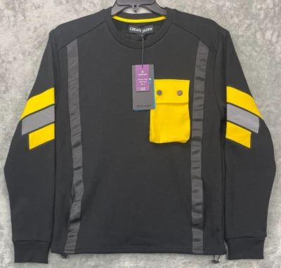 Nuevo con etiquetas Suéter Create 2MRW Para hombres Negro Estilo Pista Con Bolsillo Amarillo en el Pecho Mediano Foto 1 de 4