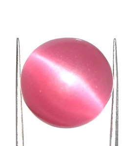 Natural 14-16 Ct Round Shape Pink Cat's Eye Gemstone AGI Certified - Picture 1 of 9