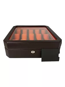 Wolf 458506 Windsor 15 Piece Watch Box in Brown & Orange MSRP $405 - Picture 1 of 7