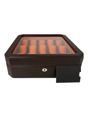 Wolf 458506 Windsor 15 Piece Watch Box in Brown & Orange MSRP $405 - Image 1 of 4