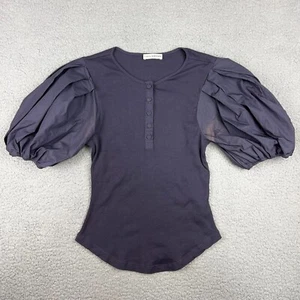 Ulla Johnson Top Donna Small S Grigio Blu Kara Blusa Manica a sbuffo Maglia Camicia 2 - Foto 1 di 8