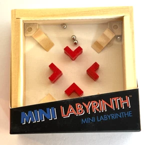 Mini Labyrinth Hand Held Wooden Puzzle Maze with Metal Balls 3 1/2" Square (RD) - Picture 1 of 4