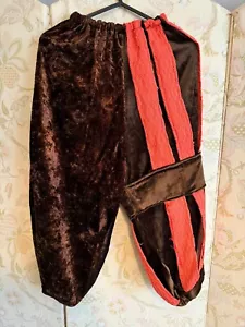 Tudor Jester Brown Velvet Orange Pedal Pushers Trousers 28"W Cosplay Costume - Picture 1 of 7