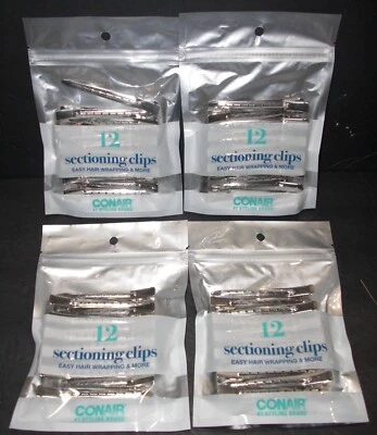 Lot 4 CONAIR Metal Styling SECTIONING Clips Value Pack 12 pc x 4 BAGS=48! (L@@K) - Image 1 of 4