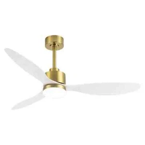 Breezary Sawyer 52" Gold Ceiling Fan with LED Light White Blades & Remote OB - Picture 1 of 14