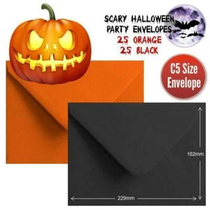 50 Sobres de Invitación de Fiesta de Halloween C5 A5 Invitaciones de Halloween Naranja Negro - Imagen 1 de 1