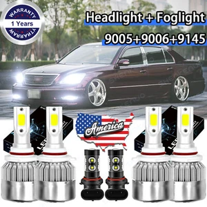 Para Lexus LS430 2001-2006 - 6x 8000K LED Faros Bombillas Luz Alta Baja Kit Combo - Imagen 1 de 11