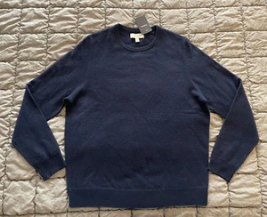 Nordstrom Men's Shop navy blue 100% cashmere crewneck sweater L mens NEW - Picture 1 of 5