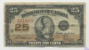 1923 Dominion of CANADA 25C Twenty Five Cent Fractional Currency Note NICE!! *S - Picture 1 of 2