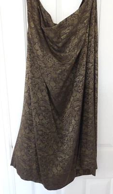 Monsoon Brown/Gold Chinese Silk Jacquard Vintage Skirt Size 22  New - Image 1 of 2