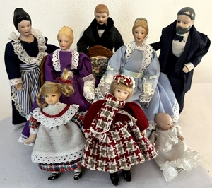 Dolls House Victorian Style Doll Family Man Woman Girl Boy Chid Maid Servant - Picture 1 of 17