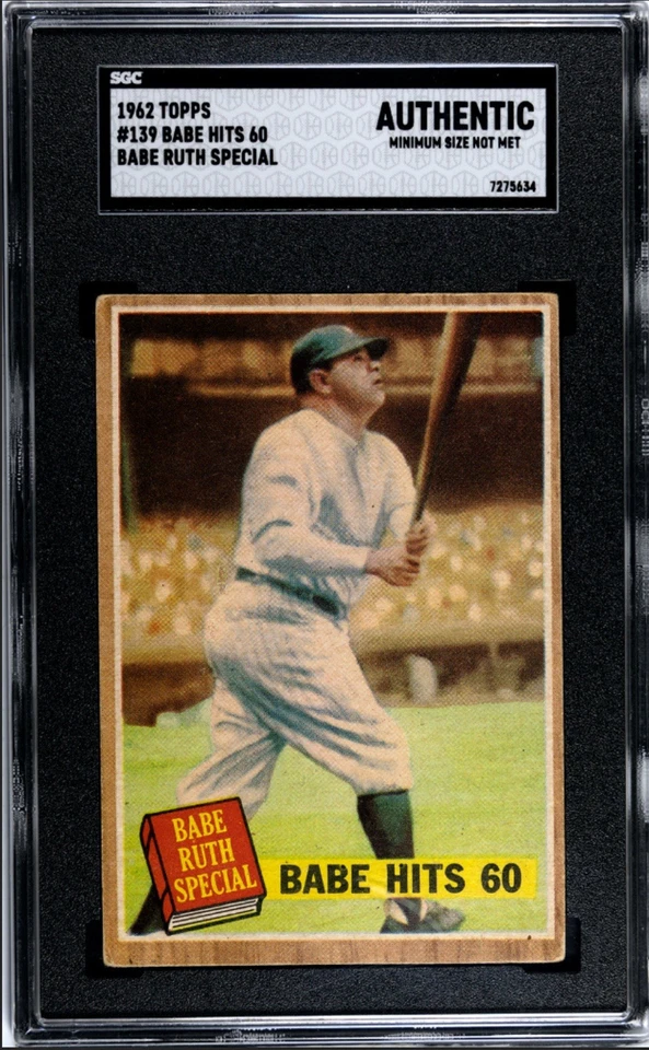 1962 Topps #139 Babe Ruth Special | Babe Hits 60 | SGC Authentic - Image 1 of 2