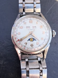 Vintage RARE HAMPDEN AUTOMATIC Moonphase Triple Calendar Watch - Picture 1 of 10