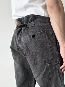Vintage 1960s French Workwear Salt & Pepper Buckle Back Trousers - Picture 1 of 9