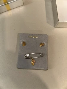 PENDIENTES Black Hills Oro 14K HOJAS UVAS Plus Colgante Vintage Sin Cadena - Imagen 1 de 5
