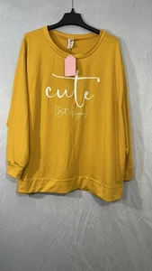 Cute But Psycho New Women’s Mustard Yellow Wide Neck Sweatshirt Size 3X - Picture 1 of 11