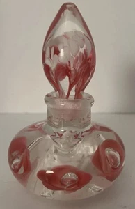 Vintage Joe St. Clair Art Glass Perfume bottle Pink Flowers Paper Weight Style - Picture 1 of 22