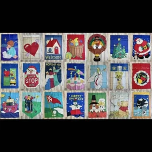 Lot of 21 Vintage 1990's Seasonal Holiday Embroidered Yard Banners Flags 28"×40" - Picture 1 of 24