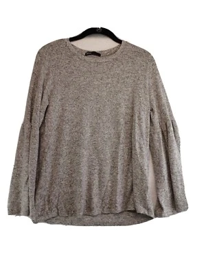 Blusa Gibson para mujer Pick/gris manga abullonada grande cuello redondo manga larga elástica. Foto 1 de 4