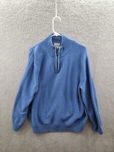 Vintage LL Bean Sweater Men's Blue 2XL 1/4 Zip Knit Collar
