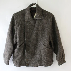 Vintage Sun Dolce Brown Wool Full-Zip Jacket Women's Small Flawed Made in Japan - Picture 1 of 5