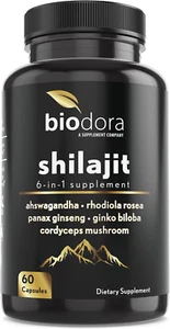 6-In-1 Shilajit Supplement 300Mg, Mood and Energy Support Supplement with 60Mg P - Picture 1 of 12