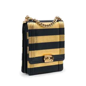 Chanel Paris-New York North South Boy Flap Crossbody Gold Black Shoulder Bag - Picture 1 of 11