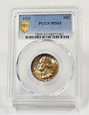 1952- Washington Quarter  Neon Toned PCGS Graded MS65 - Image 1 of 4
